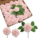 Artificial Flowers Realistic Roses, 100Pcs Real Looking Fake Roses With Stem For Diy Wedding Bouquets Centerpieces Bridal Shower Party Home Romantic Decorations (Light Pink)