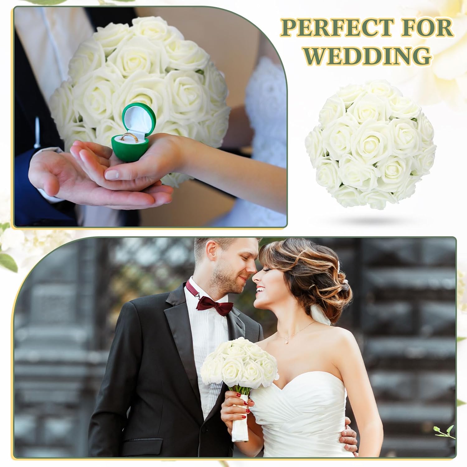 200 Pack Artificial Foam Rose Flowers With Stems Artificial Flowers Real Looking Fake Roses Bulk For Diy Wedding Bouquets Bridal Shower Centerpieces Floral Arrangements Home Decoration (White)