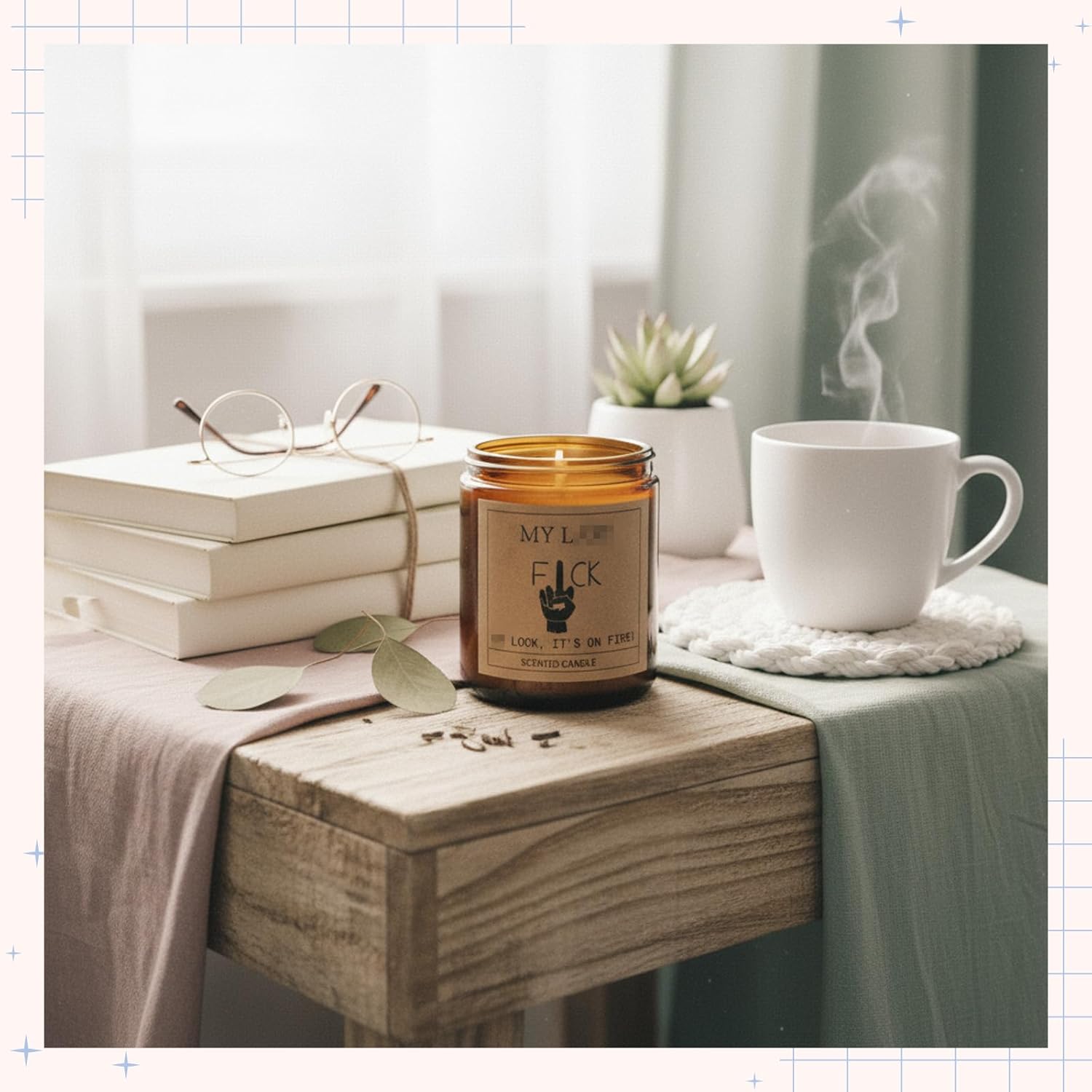 Funny Relaxation Valentines Gifts For Women Men, Last Word Look It'S On Fire Candle, Cool Birthday Gift For Her, Bff, Valentine'S Day Sarcastic Presents, Lavender Scented Candle, 7Oz