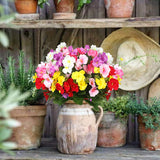 6 Pcs Artificial Flowers For Outdoors Silk Impatiens Flowers Bouquet Faux Hibiscus Flowers Uv Resistant Fake Plants For Spring Summer Porch Patio Window Box Balcony Planters Home Indoor Decor