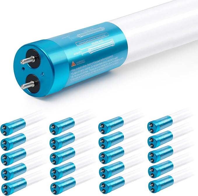 20 Pack 4FT T8 LED Type B Ballast Bypass Tubes 18W 2400LM 5000K G13 Frosted Lens