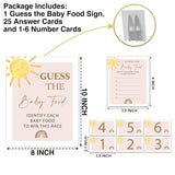 Guess The Baby Food Game Shower, 8X10 Inches Sign 25 Answer Cards And 6 Number Cards, Boho Sunshine Shower Party Decorations Supplies Favors - E04