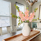 Peachy Pink Gladiolus Artificial Flowers 3 Pcs Silk Flowers With Stems Fake Flower For Vase Spring Summer Indoor Decoration Faux Florals Stems Fillers For Table Centerpieces, Wedding, Home Decor