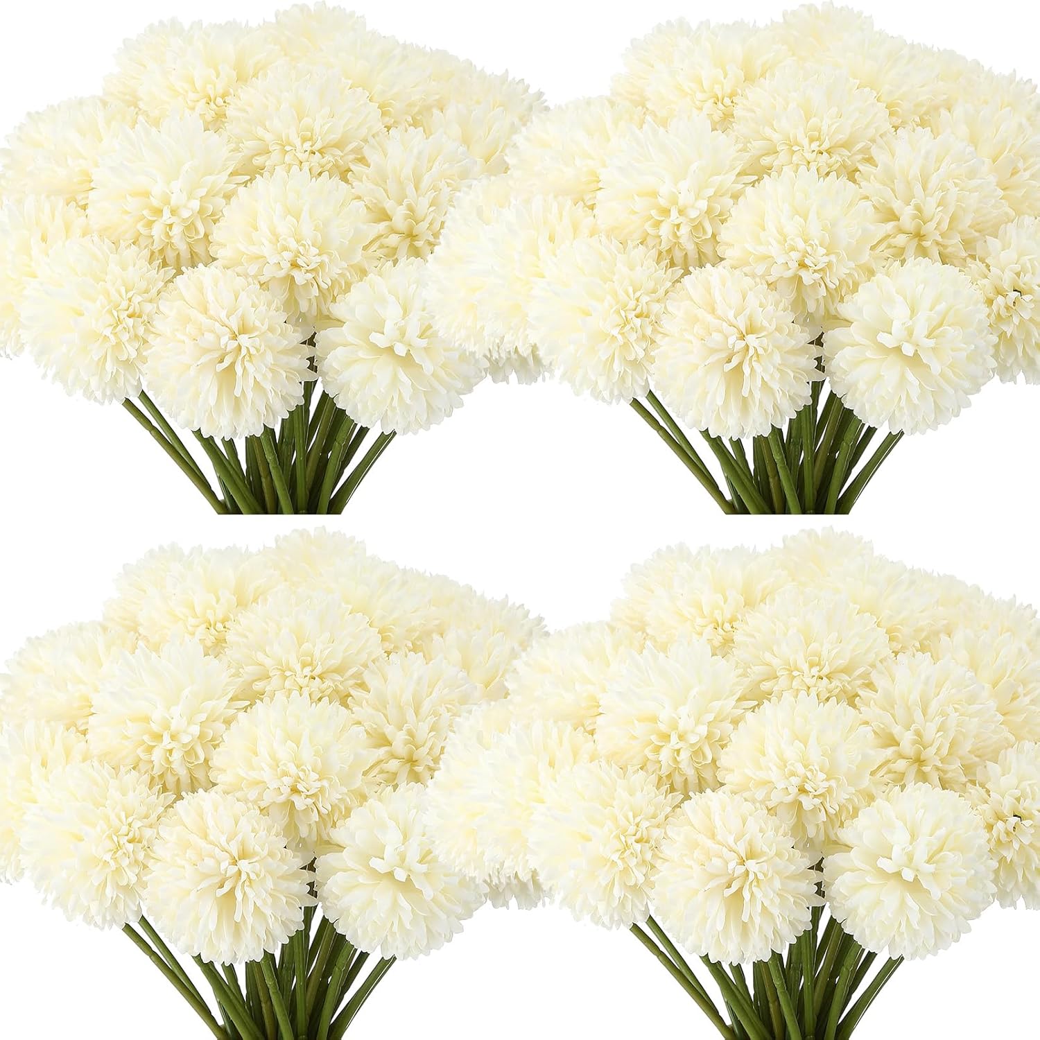 50 Pcs Artificial Flowers Chrysanthemum Ball Fake Flowers Lifelike Artificial Chrysanthemum Ball For Diy Wedding Bouquets Bridal Shower Table Centerpieces Home Kitchen Garden (White)