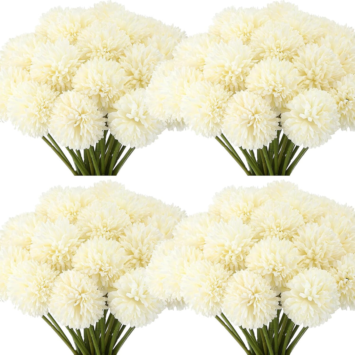 50 Pcs Artificial Flowers Chrysanthemum Ball Fake Flowers Lifelike Artificial Chrysanthemum Ball For Diy Wedding Bouquets Bridal Shower Table Centerpieces Home Kitchen Garden (White)