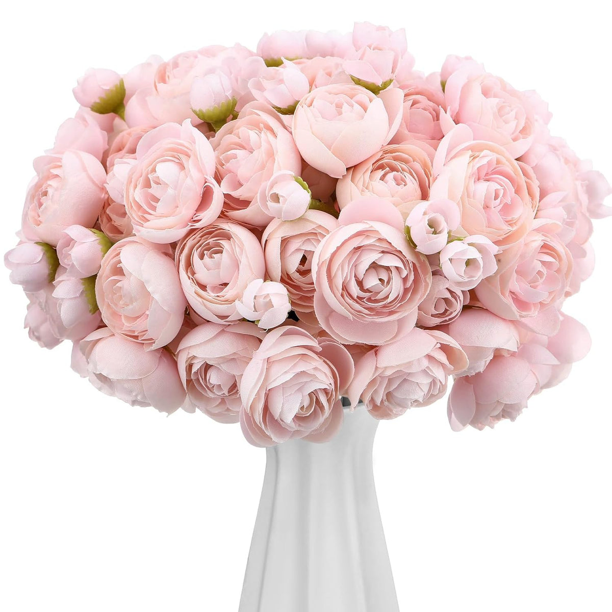 48 Pcs Ranunculus Artificial Flower,Real Touch Peonies Artificial Flower Silk Faux Diy Bouquet For Wedding Bridal Shower Valentine Centerpieces Arrangements Home Decorations (Pink)
