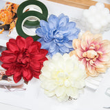 12Pcs Faux Dahlia Heads 3.9 Inch Silk Artificial Dahlia Flower Heads With Long Stems And Floral Tape For Wedding Bridal Shower Party Table Centerpieces (Coffee)