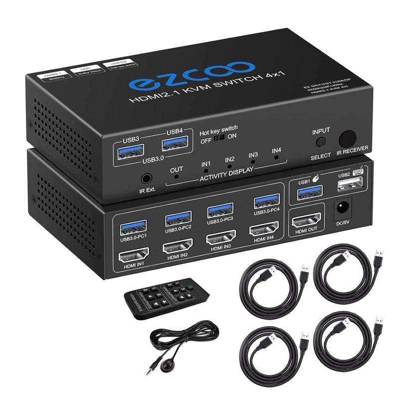 Usb 3.0 Kvm Switch Hdmi 4 Computer 1 Monitor 8K 4K 120Hz Vrr G/Sync Hdcp Bypas