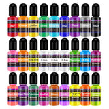 Epoxy Resin Pigment, 27 Bottles Transparent Liquid Dye High Concentration Resin Colorant For Crafts Art Coloring, Painting, Jewelry Diy Making, Each 10Ml