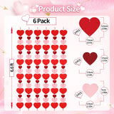 Felt Heart Garland Streamers, 96 Pre-Strung Mixed-Size Hearts In Red Pink Burgundy, Valentine'S Day Decorations 6-Pack, Ready To Hang For Party Wedding