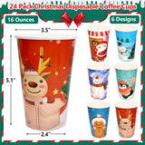 24 Pcs 16 Ounces Christmas Disposable Coffee Cups Merry Christmas Paper Cups With Lids And Sleeves For Holiday Cold Beverage Hot Chocolate Drinks Xmas Dinner Party Tableware Decorations Supplies