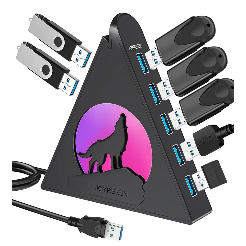 7 Port Usb Hub, Usb 3.0 Hub With 2 Ft Long Cable, Vertical Usb Exrension Hub F