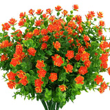 8 Bundles Outdoor Artificial Fake Flowers Uv Resistant No Fade Boxwood Faux Plastic Plants For Garden Patio Porch Window Box Home Wedding Farmhouse Décor (Orange Red)