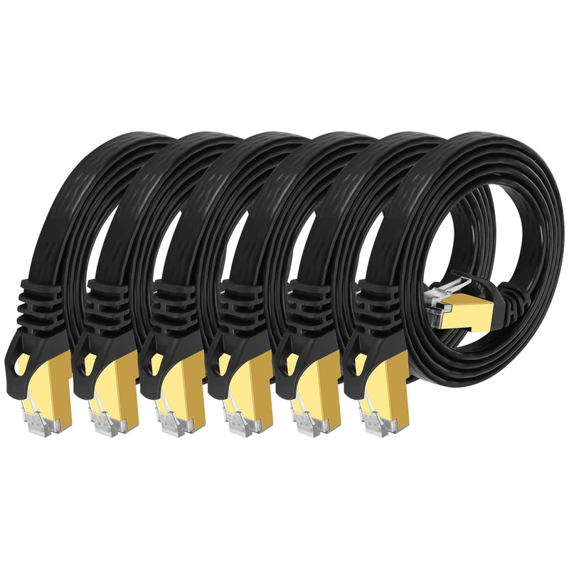 Cat 7 Ethernet Cable 3Ft 6 Pack Shielded,Flat Ethernet Patch Cables - High Spe