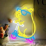 Capybara Neon Sign Dimmable LED Wall Light Cute Animal Scooter Decor for Bedroom Game Room Kids Room