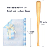 Blue Baby Wrapping Paper Roll-17 Inches X 32.8 Feet, Mini Roll, Footprints And Baby Boy Design Wrap Paper For Baby Shower, Boys' Birthday Party, Newborn, New Moms, Little One, 1St Baby, 1 Roll