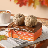 Thanksgiving Decor, Fall Tiered Tray Decor, Wood Book Stack With Maple Leaves & Pumpkins, Farmhouse Mini Decorative Books Bundle, Fall Decor For Table