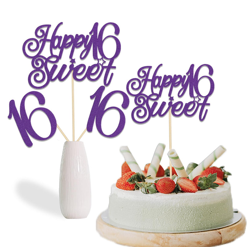 Happy Sweet 16Th Centerpiece Sticks, Happy 16Th Birthday Cake Topper,