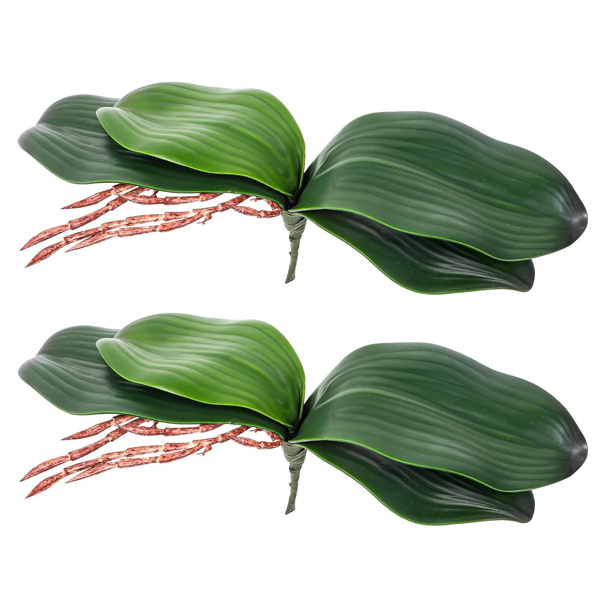 Faux Orchid Leaves, 2 Pack 8 Inch Artificial Phalaenopsis Stems Leaf Real Touch Orchids Leaf Artificial Cymbidium Flower Foliage Real Latex Touch Green Plant Orchid Leaves For Home Flowers Pot Decor