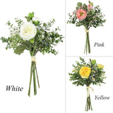 Artificial Flowers 2 Pack White Artificial Roses With Stems Baby Breath For Diy Bouquets Wedding Centerpieces Party Table Decoration Home