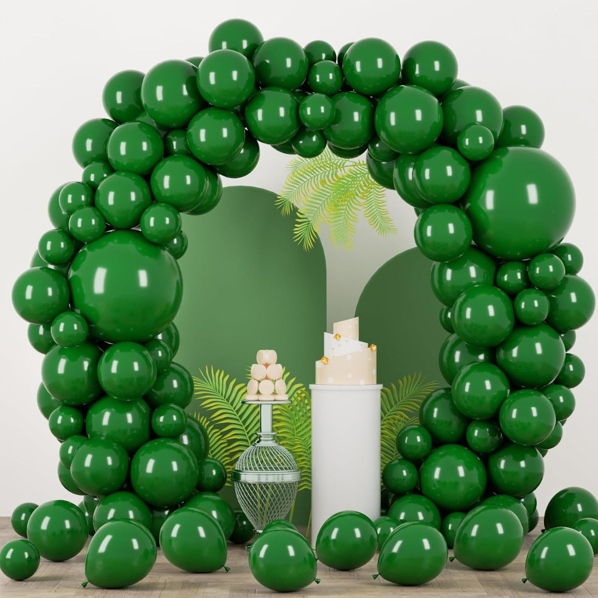 90Pack Dark Green Balloons Different Size 18/12/10/5 Inch Green Balloon Garland Arch Kit For Birthday, Graduation, St. Patrick'S Day, Christmas, Baby Shower, Dinosaur Party Decorations