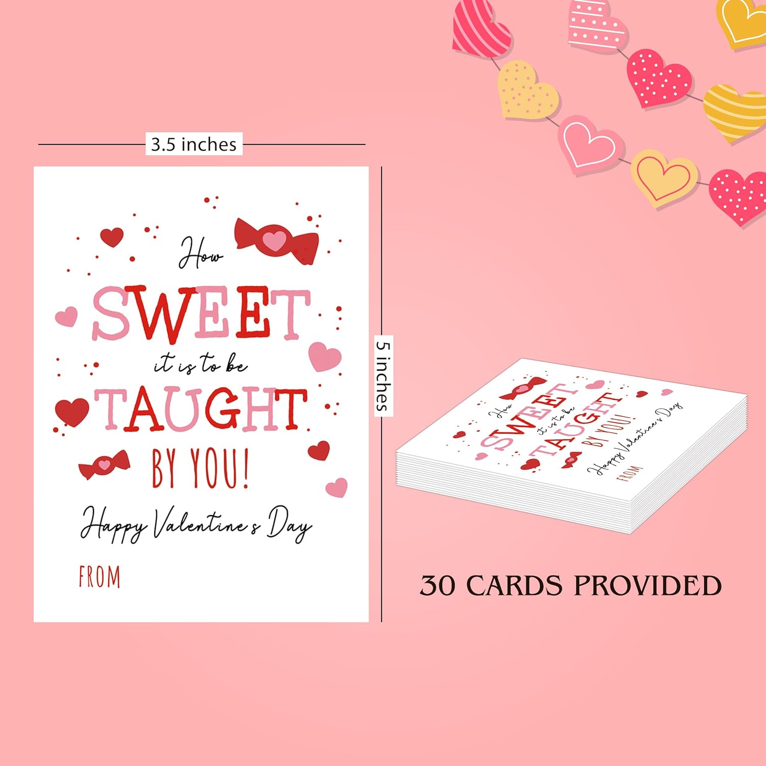 30 Pcs How Sweet It Is To Be Taught By You Valentine'S Day Card, Sweet Teacher Valentine, Student Valentine Card, Preschool Cute Valentine Cards, Valentine Card For Teacher Vds02