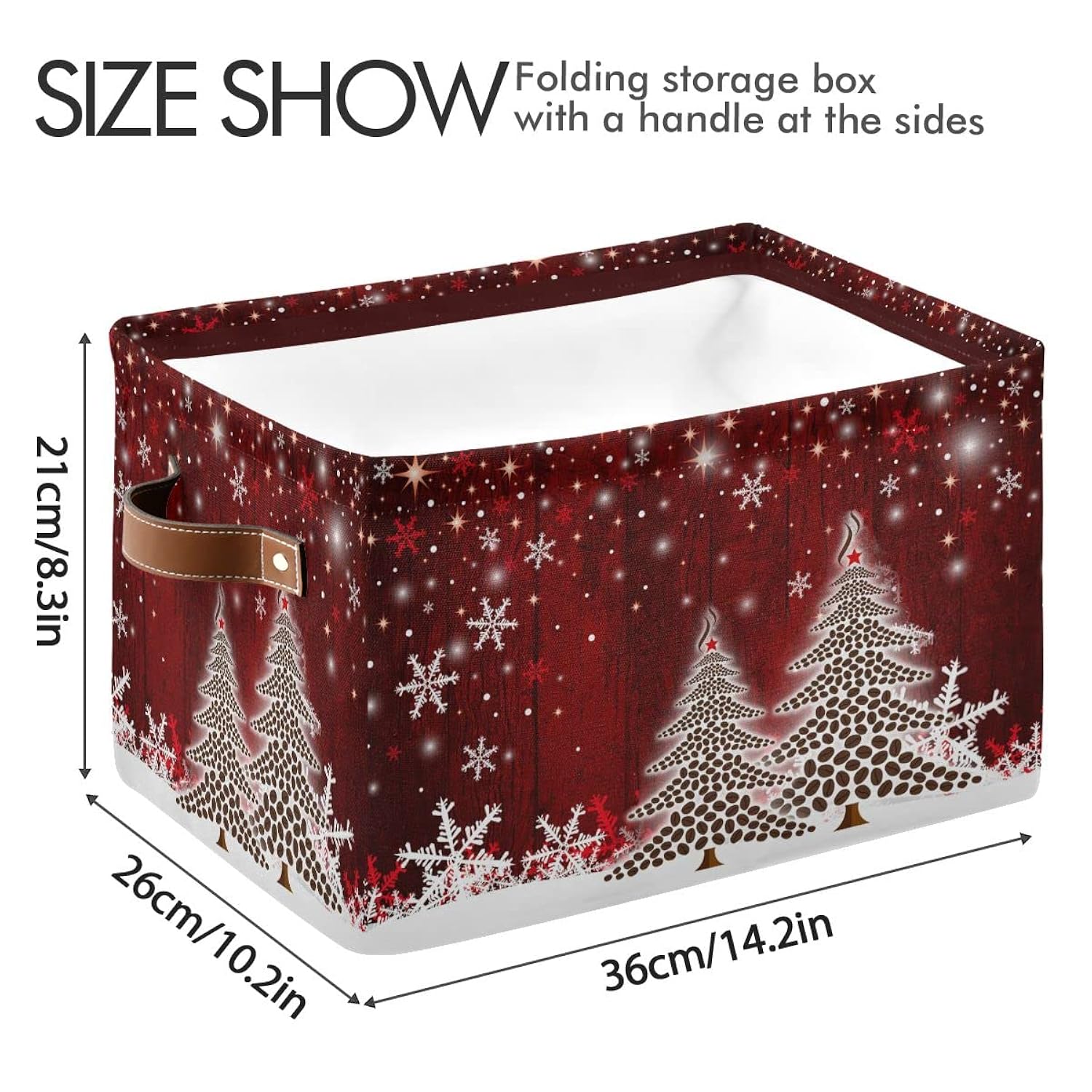 Christmas Tree Red Storage Basket Fabric Laundry Baskets Winter Snowflake Snowman Xmas Storage Boxes Organizer Bag For Baby Cloth Dog Toy Book Storage Cubes Shelf Closet Bins 16×12×8 Inches