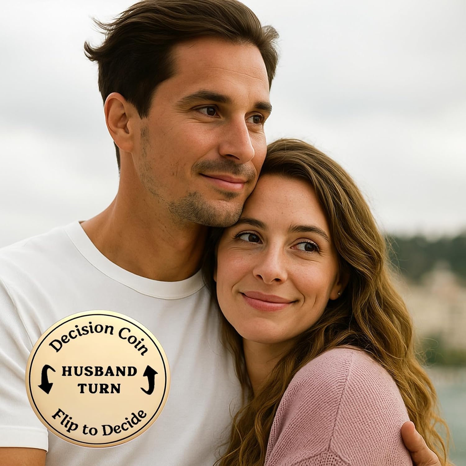 2Side Couple Decision Maker Gift, Funny Anniversary Date Night Token Gifts For Husband Wife, Newlyweds' Flip Coin Keepsake, Romantic Gift For Married Couples' Christmas, Birthday, Wedding Day