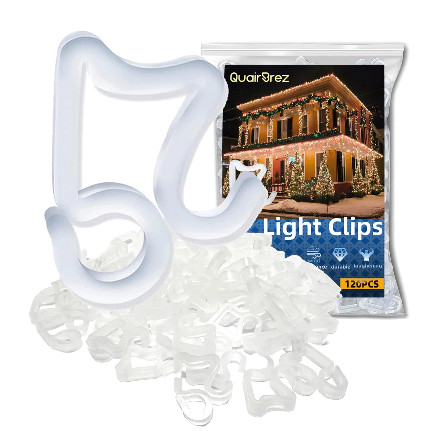 Holiday Light Clips 120 Pcs, Christmas Light Clips Hang Gutter Clips Hooks For Christmas Decoration String Lights Weatherproof Outdoor Seasonal Lighting Hooks For Xmas Halloween