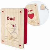 Happy Fathers Day Cards,Keyring Set,Handmade Wooden Greeting Cards With Display Stand,Wooden Thankyou Card,Father'S Day Card For Dad