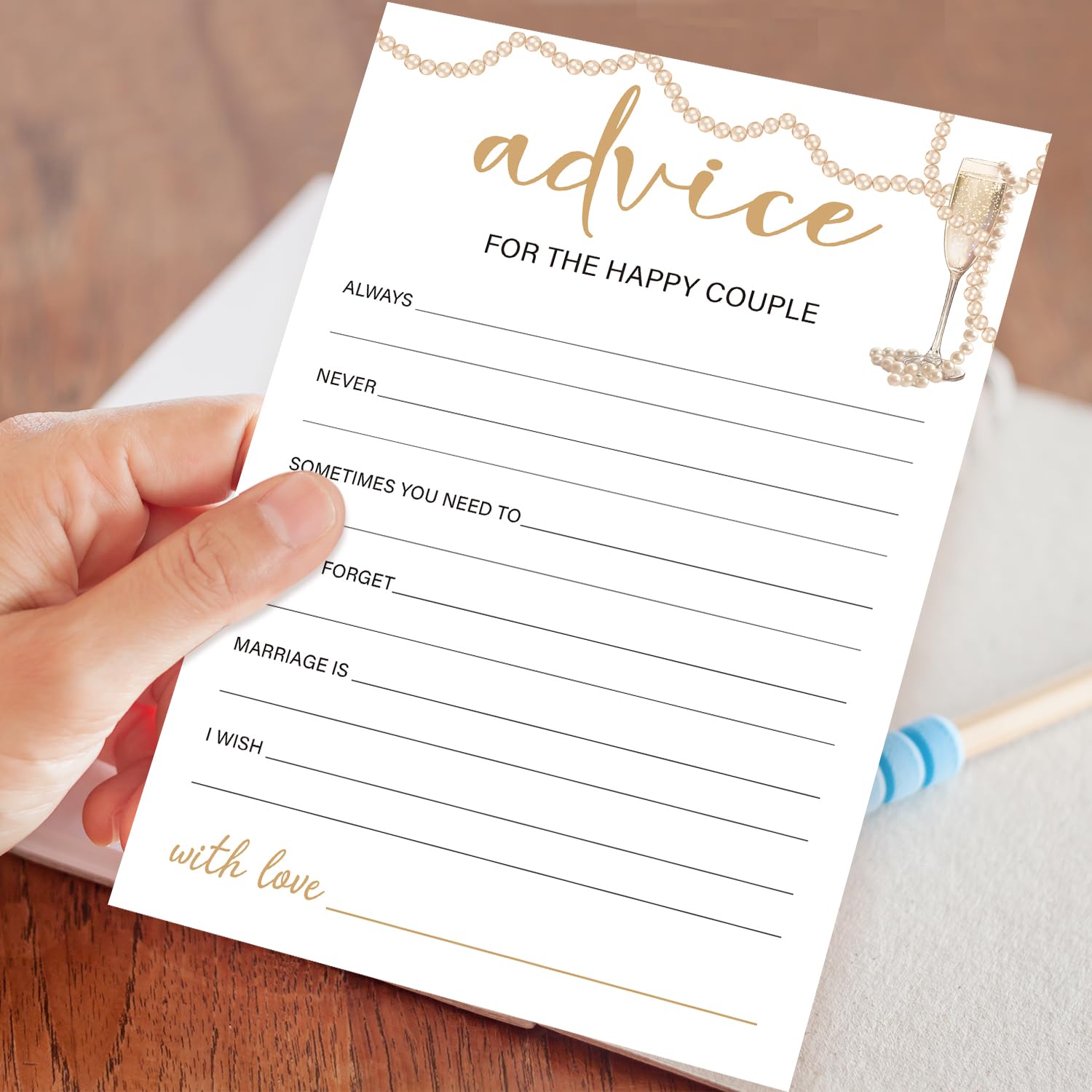 30 Pcs Party Advice And Wishes For The Happy Couple, Wedding Advice Cards For Bridal Shower, Bridal Shower Games Advice And Wishes Cards, (Gold Champagne) -004