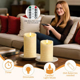 Flameless Candles, Battery Operated Led Lights Candle 3 Pack, Christmas Decorations Home Decor, Flickering Light White Pillar Candles With Real Wax Remote Control Timer. 3X3, 3X4, 3X5 Inches, White