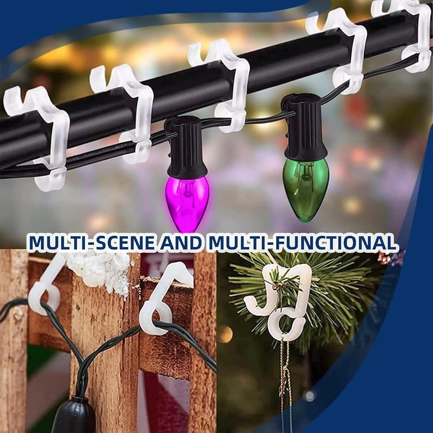 Holiday Light Clips 120 Pcs, Christmas Light Clips Hang Gutter Clips Hooks For Christmas Decoration String Lights Weatherproof Outdoor Seasonal Lighting Hooks For Xmas Halloween