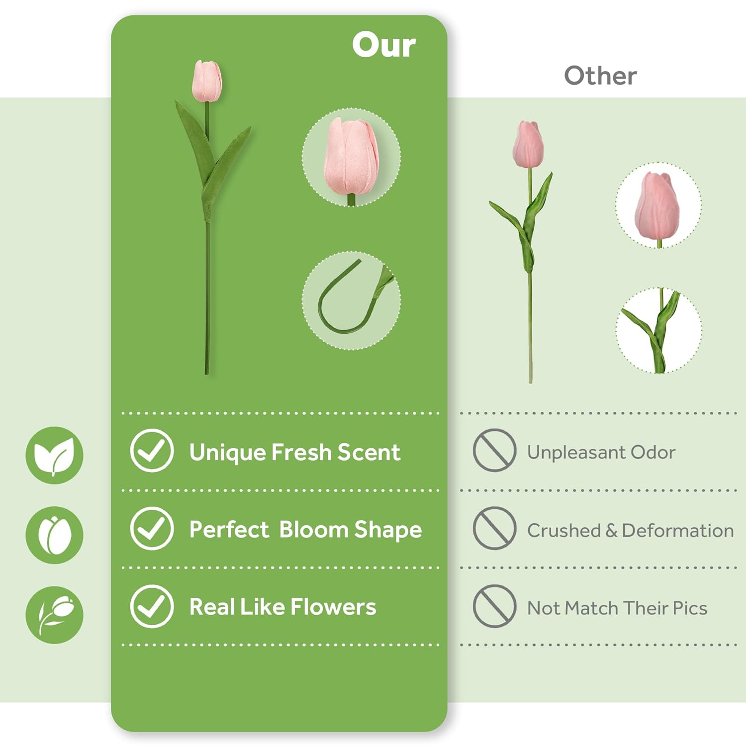 20 Pcs Fake Tulips Artificial Flowers Real Look Pu Realistic Artificial Tulips For Diy Home Wedding Bouquet Decorations Floral Arrangements