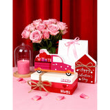 Valentines Day Decorations Wooden Sign, Farmhouse Valentine Table Centerpiece - Wooden Truck Sign & House Sign & 3 Books Bundle With Twine For Table Tiered Tray Mantel, Valentine Decorations For Home