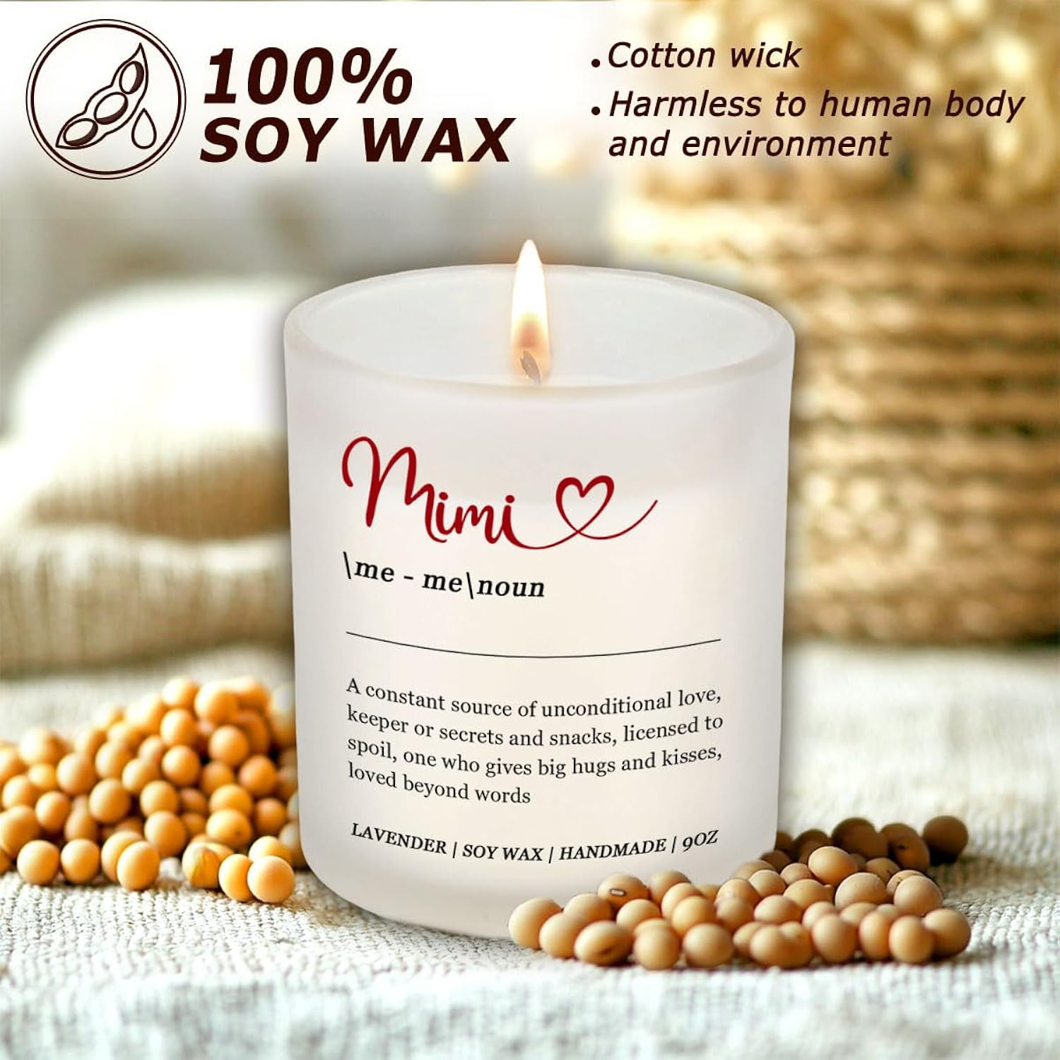 Mimi Gifts - Lavender Definition Candle For Mimi - Mother’S Day Gifts For Grandma From Granddaughter, Funny Birthday Gift For Grandmother
