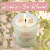 Soy Candles With Healing Crystals. Citrine, Rose Quartz, Amethyst Crystal. Eucalyptus + Lemongrass, Jasmine + Sandalwood, Clary Sage + Lavender. 3Pc Scented Candle Set, 2.47Oz Each