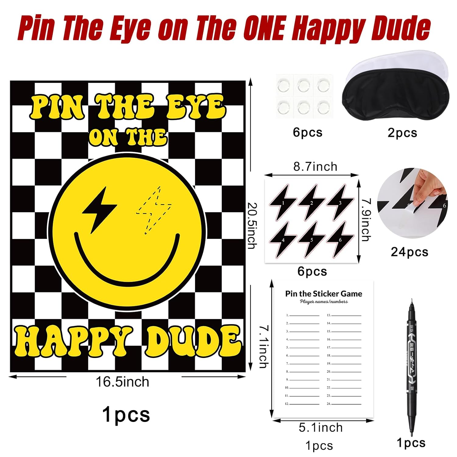 One Happy Dude Party Game Decoration Pin The Eye On The Smile Face Party Favors Supplies For Birthday Baby Shower