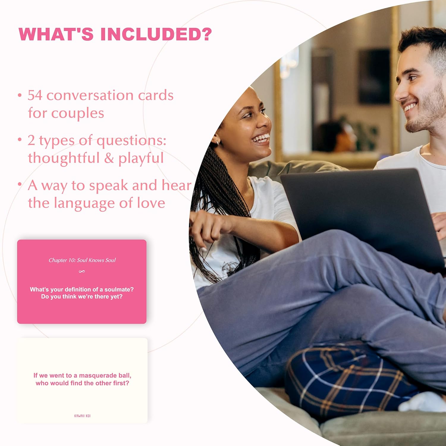 Couples Conversation Cards - Couple Card Game For Date Nights & Travel Adventures With 108 Prompts For Deeper Connection & Relationship, Great Gift For Couples, Anniversary & Valentines