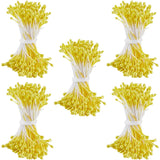 1200Pcs 0.12 Inch Flower Stamens Artificial Flower Small Stamens Plastic Pearl Yellow Floral Stamen Double Head Pollens Core For Flower Hairpin Jewelry Making Accessories Supplies Diy Craft