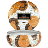 Voluspa Spiced Pumpkin Latte, 3 Wick Tin Candle, 12 Ounce, 40 Hour Burn Time, Coconut Wax for Clean Burning, Handcrafted in The USA