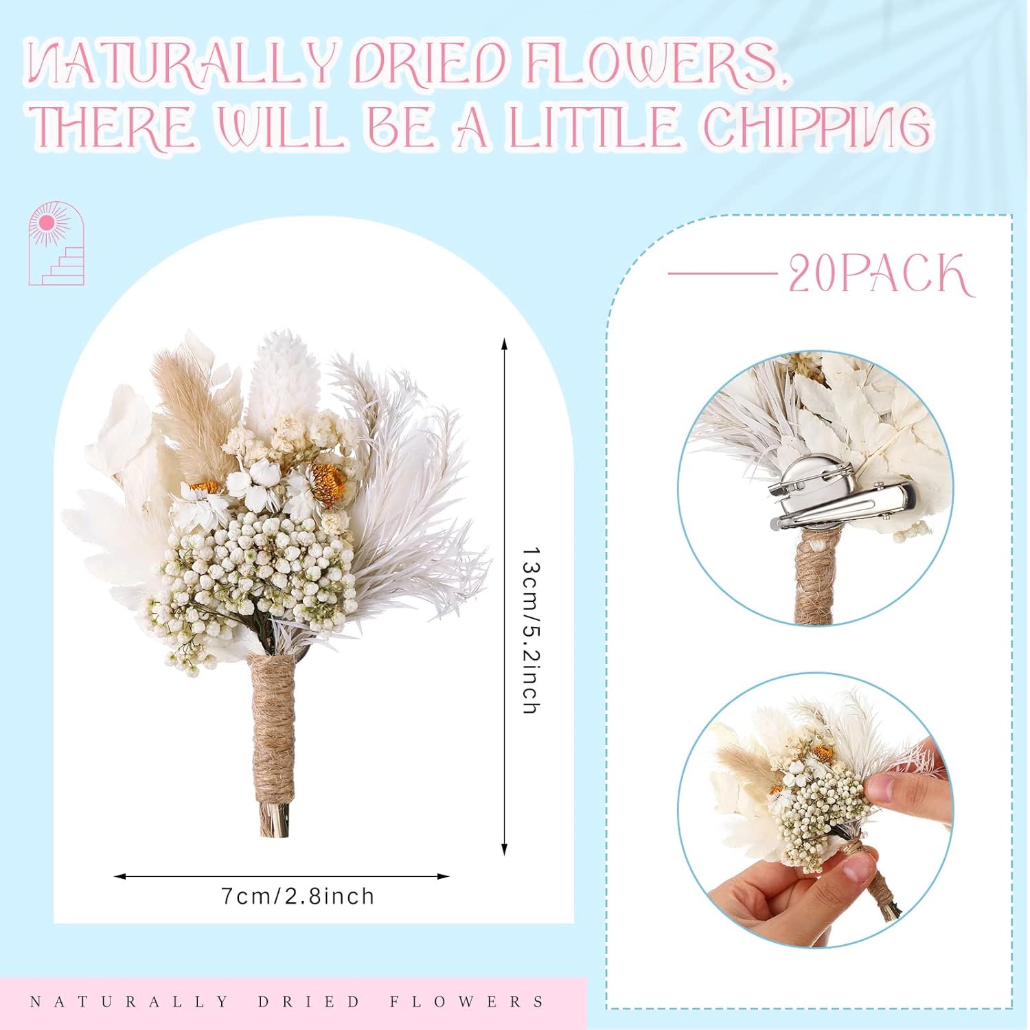 9 Pcs Dried Flowers Boutonniere For Men Boho Wedding Party Prom Corsage Decorations Grooms Buttonhole For Groom And Groomsmen Ceremony Decoration (Cute Style)