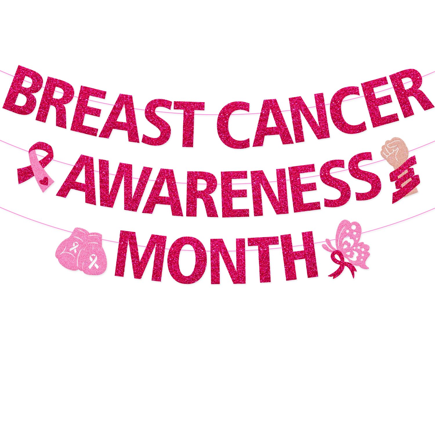 Breast Cancer Awareness Month Banner Cancer Survivor Party Decorations for Faith Courage Charity Event October Month Cancer Free Public Charity Activity Party Supplies (Rose Red)