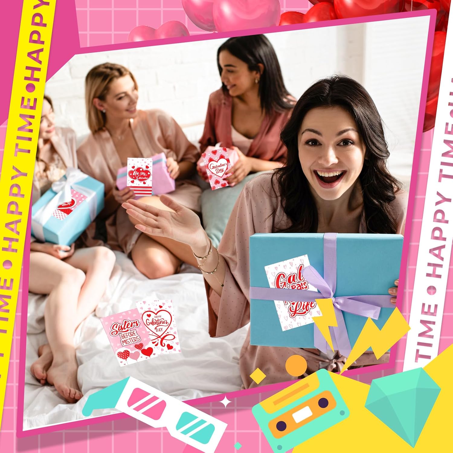 24 Pack Valentine'S Galentines Day Cards With Envelopes And Stickers Friendship Cards Funny Valentine'S Day Card All Occasion Card For Best Friend