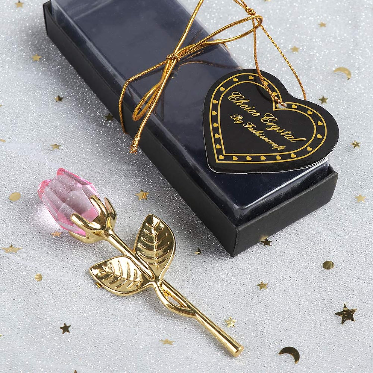 5Pcs Mini Glass Rose Flower With Box, Romantic Crystal Rose Gift For Wedding Souvenirs Anniversary Birthday New Year Mother'S Day, Ideas For Mom Wife Sister Girlfriends(Gold-Pink)