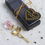 5Pcs Mini Glass Rose Flower With Box, Romantic Crystal Rose Gift For Wedding Souvenirs Anniversary Birthday New Year Mother'S Day, Ideas For Mom Wife Sister Girlfriends(Gold-Pink)