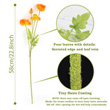 Artificial Poppies, Red And Orange Silk Poppies Artificial Flowers - 15 Blooming California Poppy Flower Artificial Plus 5 Buds For Home Decoration, Rdor5