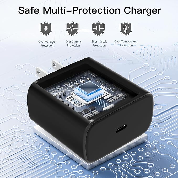 2 Pack USB C Fast Charger with 3FT Cable for Samsung Galaxy S25 S24 S23 S22 S21 iPhone
