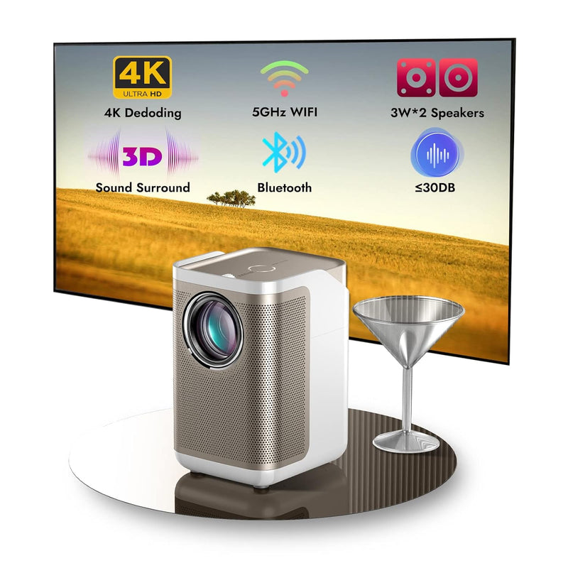 Projector With Wifi And Bluetooth, Native 1080P Supported 4K Decode, Portable