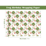 Frog Birthday Wrapping Paper Roll - Mini Roll - 17 Inch X 16.5 Feet - Happy Birthday And Cute Frog Wrapping Paper Perfect For Kids Boy Girl, Baby Shower